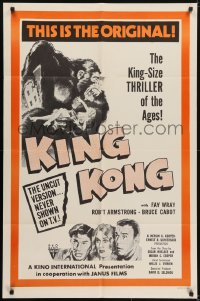 5k448 KING KONG 1sh R1977 ape carrying Fay Wray on Empire State Building, top cast, the original!