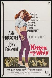 5k452 KITTEN WITH A WHIP 1sh 1964 John Forsythe, great full-length art of sexy Ann-Margret!