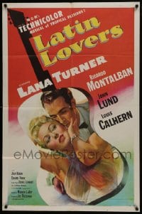 5k462 LATIN LOVERS 1sh 1953 best artwork of sexy Lana Turner & Ricardo Montalban in guitar!