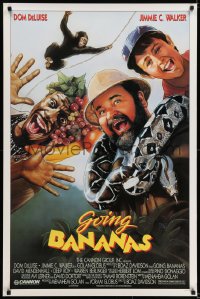 5s356 GOING BANANAS 1sh 1987 cool different art of Dom Deluise, Jimmie Walker, Herbert Lom!