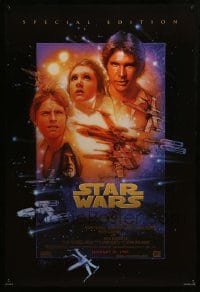 5s822 STAR WARS style B advance 1sh R1997 George Lucas classic sci-fi epic, art by Drew Struzan!