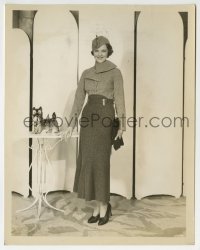 5x390 HEATHER ANGEL 8x10.25 still 1934 full-length modeling two tone grey wool frock & hat!