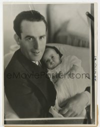 5x381 HAROLD LLOYD 6.5x8.5 news photo 1931 holding his newborn son Harold Jr. at his home!