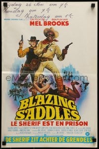 5y157 BLAZING SADDLES Belgian 1974 classic Mel Brooks, different art of Little, Wilder, Kahn!