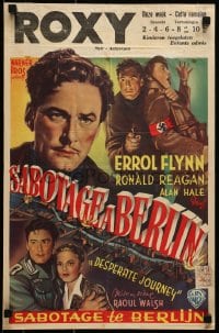 5y161 DESPERATE JOURNEY Belgian 1948 Errol Flynn & Ronald Reagan crash-land in Germany!