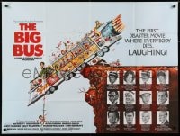 5y291 BIG BUS British quad 1976 Stockard Channing, Joseph Bologna, wacky Jack Davis artwork!