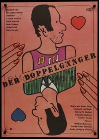 5y572 DER DOPPELGANGER East German 23x32 1985 Werner W. Wallroth, wild poker gambling card art!