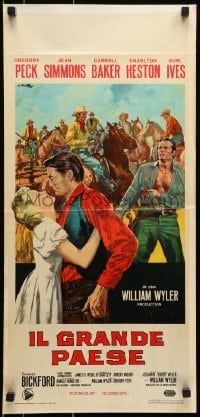 5y858 BIG COUNTRY Italian locandina R1960s Gregory Peck, Charlton Heston, William Wyler classic!