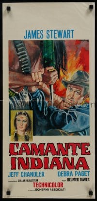 5y865 BROKEN ARROW Italian locandina R1964 different art of James Stewart & Debra Paget by Gasparri!