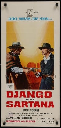 5y878 DJANGO DEFIES SARTANA Italian locandina 1970 Gasparri art of George Ardisson & Tony Kendall!