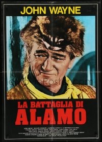 5y835 ALAMO Italian 27x38 pbusta R1979 John Wayne as Crockett in the Texas War of Independence!