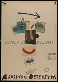 5y700 CHEGEMURI DETEKTIVI Polish 27x38 1987 Majewski artwork of face made up of different objects!