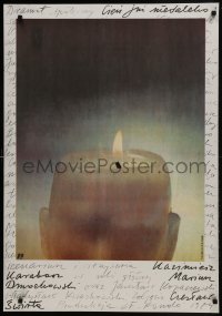 5y707 CIEN JUZ NIEDALEKO Polish 27x38 1985 art of candle in head by Marek Freudenreich & Nowak!