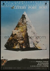 5y714 CZTERY PORY ROKU Polish 26x38 1985 strange, pyramidal art by Witold Dybowski!