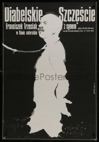 5y718 DIABELSKIE SZCZESCIE Polish 27x39 1985 Jakub Erol art of man with chain around neck!