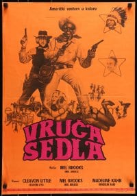 5y232 BLAZING SADDLES Yugoslavian 19x28 1974 Mel Brooks western, art of Cleavon Little by Alvin & Goldschmidt!