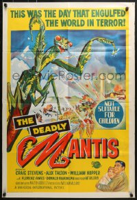 6k449 DEADLY MANTIS Aust 1sh 1957 classic art of giant insect attacking Washington D.C.!