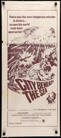 6k560 CITY BENEATH THE SEA Aust daybill 1971 Irwin Allen, Stuart Whitman, brown art style!