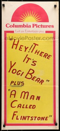 6k566 COLUMBIA PICTURES Aust daybill 1970s Hey There It's Yogi Bear plus a Man Called Flintstone!