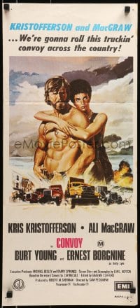 6k571 CONVOY Aust daybill 1978 art of barechested trucker Kris Kristofferson & sexy Ali McGraw!