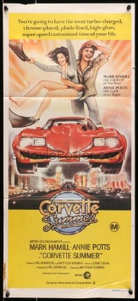 6k573 CORVETTE SUMMER Aust daybill 1978 art of Mark Hamill & sexy Annie Potts on custom Corvette!