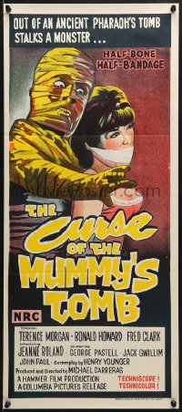 6k581 CURSE OF THE MUMMY'S TOMB Aust daybill 1970s half-bone, half-bandage, blood-curdling horror!