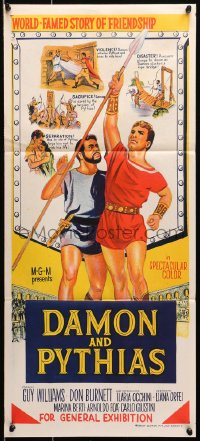 6k582 DAMON & PYTHIAS Aust daybill 1962 Il Tiranno di Siracusa, world-famed story of friendship and fury!