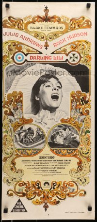 6k586 DARLING LILI Aust daybill 1970 litho of Julie Andrews & Rock Hudson, Blake Edwards!