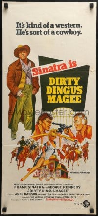 6k597 DIRTY DINGUS MAGEE Aust daybill 1970 Frank Sinatra & Kennedy holding guns on each other!