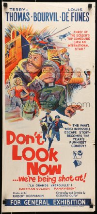 6k601 DON'T LOOK NOW WE'RE BEING SHOT AT Aust daybill 1966 La grande vadrouille, Terry-Thomas, Bourvil