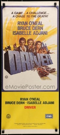 6k604 DRIVER Aust daybill 1978 Walter Hill, cool artwork of Ryan O'Neal, Bruce Dern & Adjani!