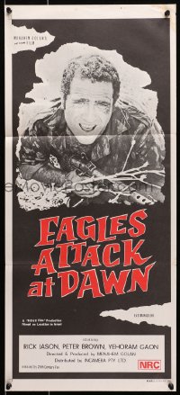 6k608 EAGLES ATTACK AT DAWN Aust daybill 1970 Menahem Golan, Israeli battle action artwork!