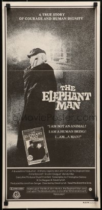 6k613 ELEPHANT MAN Aust daybill 1981 John Hurt, Anthony Hopkins, directed by David Lynch!