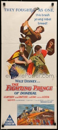 6k631 FIGHTING PRINCE OF DONEGAL Aust daybill 1966 Disney, reckless young rebel rocks an empire!