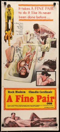 6k632 FINE PAIR Aust daybill 1969 romantic image of Rock Hudson & sexy Claudia Cardinale!