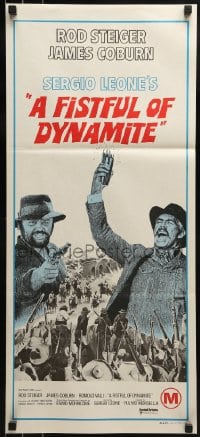 6k636 FISTFUL OF DYNAMITE Aust daybill 1972 Sergio Leone, art of Rod Steiger & Coburn!