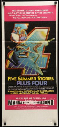 6k637 FIVE SUMMER STORIES PLUS FOUR Aust daybill 1976 really cool surfing artwork by Rick Griffin!