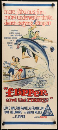 6k642 FLIPPER'S NEW ADVENTURE Aust daybill 1964 Flipper the fearless is more fin-tastic than ever!