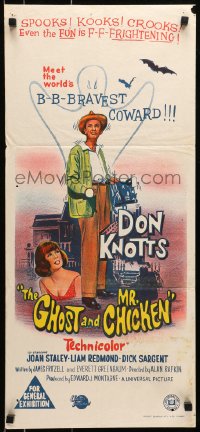 6k655 GHOST & MR. CHICKEN Aust daybill 1966 scared Don Knotts fighting spooks, kooks, and crooks!