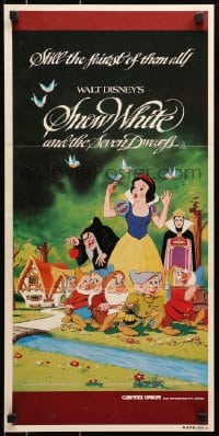 6k918 SNOW WHITE & THE SEVEN DWARFS Aust daybill R1983 Walt Disney animated cartoon fantasy classic!