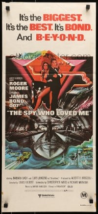 6k922 SPY WHO LOVED ME Aust daybill 1977 Roger Moore as James Bond 007 by Bob Peak, 1st printing!