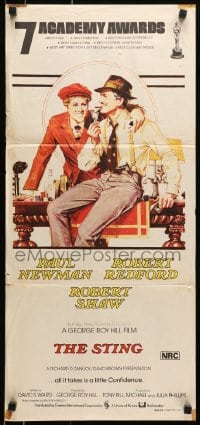 6k929 STING Aust daybill 1974 art of con men Paul Newman & Robert Redford by Richard Amsel