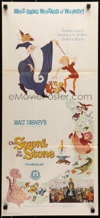 6k937 SWORD IN THE STONE Aust daybill R1970s Disney's cartoon story of young King Arthur & Merlin!