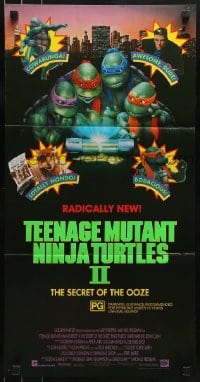 6k942 TEENAGE MUTANT NINJA TURTLES II Aust daybill 1991 Secret of the Ooze, great images!