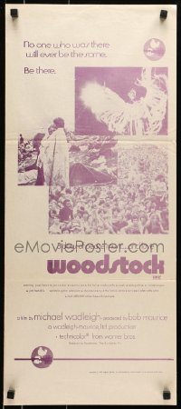 6k991 WOODSTOCK 2nd printing Aust daybill R1970s great images of the most famous rock & roll concert!