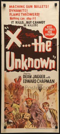 6k994 X THE UNKNOWN Aust daybill 1956 it rises from 2000 miles beneath Earth, it cannot be killed!