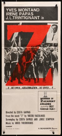 6k999 Z Aust daybill 1970 Yves Montand, Jean-Louis Trintignant, Costa-Gavras classic!