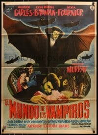 6k148 El MUNDO DE LOS VAMPIROS Mexican poster 1961 Mexican horror, cool vampire bat artwork!