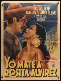 6k177 YO MATE A ROSITA ALVIREZ Mexican poster 1947 he killed Roita Alvirez, close-up art!