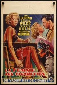 6p260 ROAD HOUSE Belgian 1948 close up Ida Lupino & Cornel Wilde, film noir, cool art!